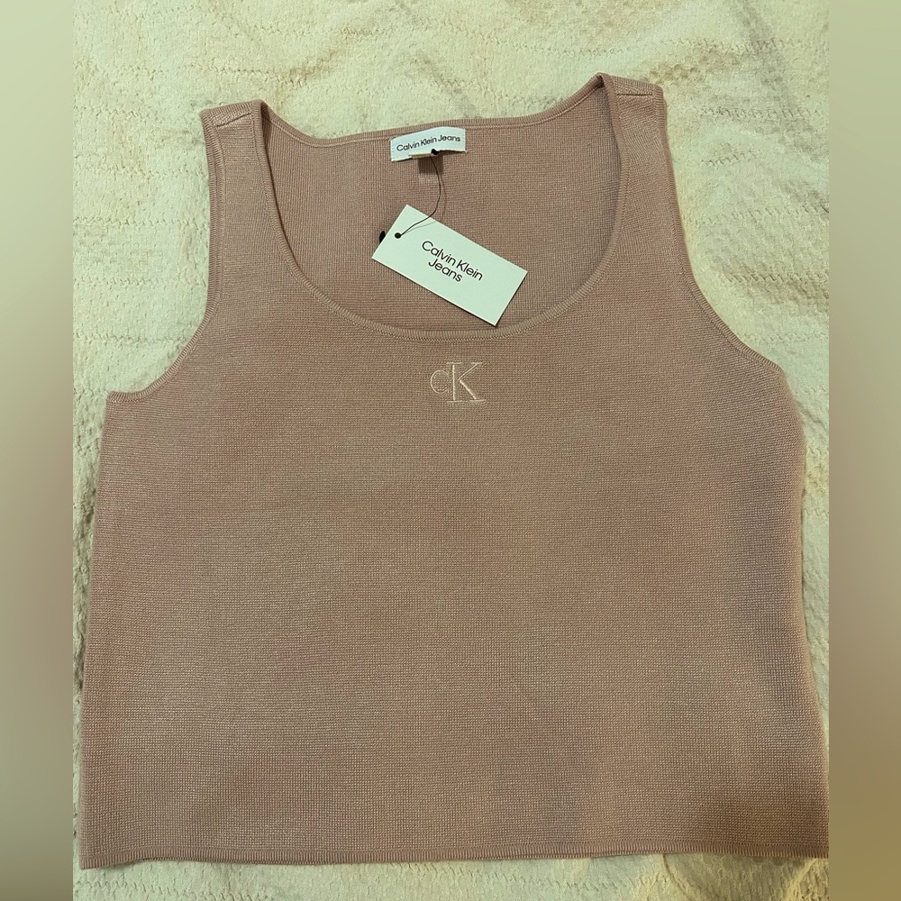 Calvin Klein Jeans ribbed slim-fit tank top pink L